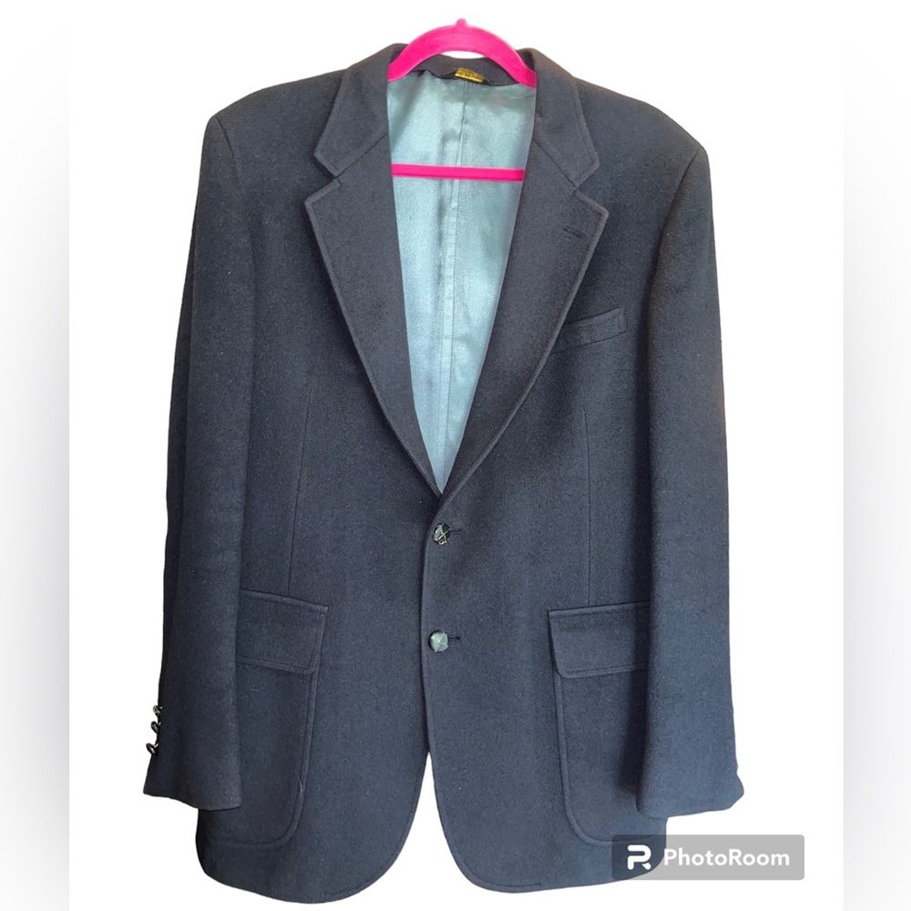 Vintage 100% Cashmere Sport Coat 2 Button Blue By Cricketeer 40 R slim fit